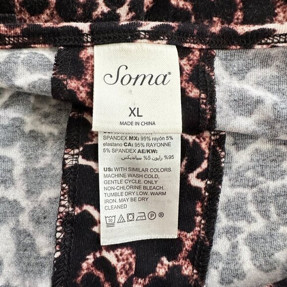 Soma Tunic Top Women XL Brown Soft Jersey Split Back 3/4 Sleeve Animal Print - Picture 6 of 7